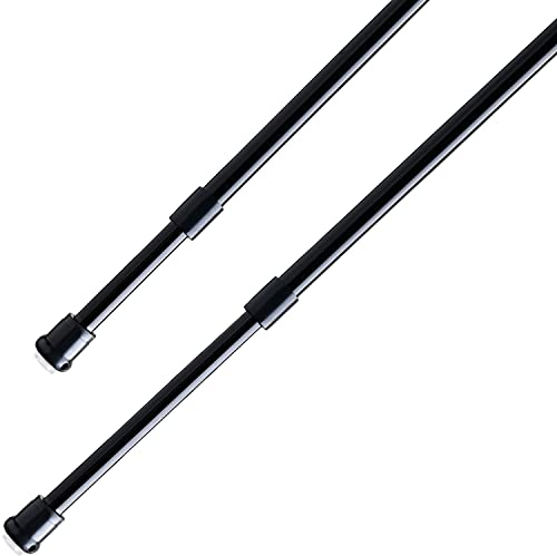2 Stücks Klein Klemmstange 60-90cm, Stange ohne Bohren, Gardinenstange Klemmbar, Vorhangstange Klemmstange für Fenster, Store, Kleiderschrank （90CM-120CM,Φ7.6&9.6mm Schwarz）