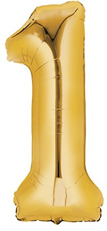 WT Ballon gonflable en forme de chiffre 40 cm (1, doré)