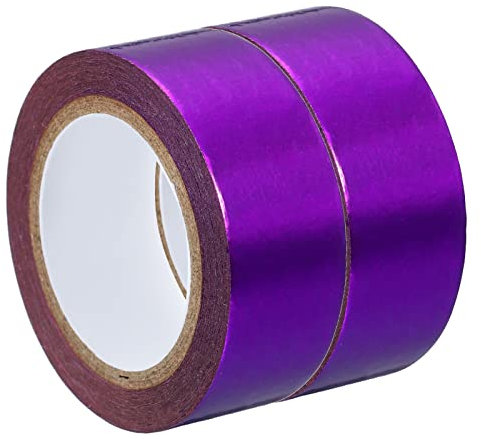 PATIKIL 15mm x 5m Metallizzato Washi Nastro, 2 Rotolo Copertura Lamina Adesivo Auto Adesivo per Fai da Te Arte Artigianato Avvolgimento Decorazione, Viola