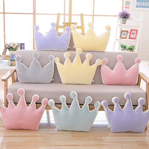 MEDFL Lila/Gelb/Pink/Grau Kronenförmiges Kissen DREI-Punkt-Fünf-Punkt-Prinz-Prinzessin-Kronen-Dekor-Plüsch-Kissen Sofa-Stuhl 36 cm D