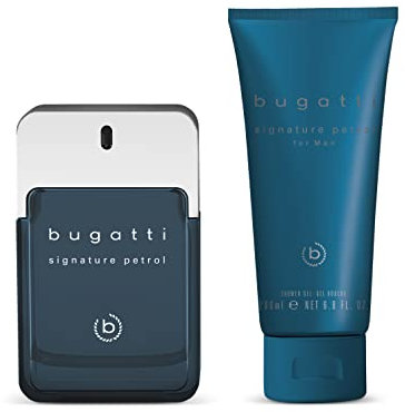 bugatti signature petrol Geschenkset Parfüm Herren I Eau de Toilette 100ml + Duschgel 200ml I Zitrisch-würziger Herrenduft I Geschenkbox Männer Pflegeset mit Parfum & Duschgel I frisch & mystisch