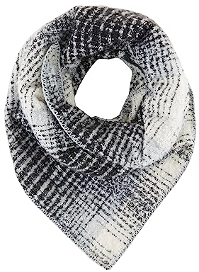 TOM TAILOR Denim Damen 1038077 Triangel Tuch mit Karomuster, 32553-grey Black Check, OneSize