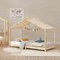 [en.casa] Kinderbett Brome Hausbett 90 x 200 cm Jugendbett Bettenhaus Spielbett mit Lattenrost und Abnehmbarem Stoffdach Montessori Bett aus massiver Kiefer Bettgestell Holz Naturfarben