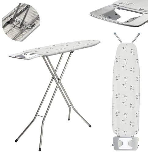 KADAX Bügelbrett 110 x 30.5 cm, Dampfbügeltisch mit Antirutschfüßen, höhenverstellbares Bügelbrett mit ab-nehmbaren Überzug, Bügeltisch für Dampfbügeleisen