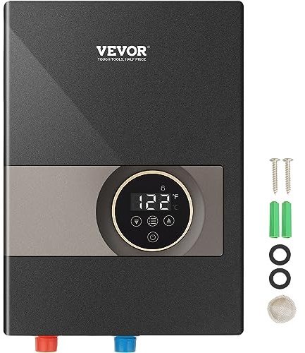 VEVOR Scaldabagno elettrico senza serbatoio, scaldabagno istantaneo da 13,8 KW, visualizzazione digitale della temperatura e facile installazione e approvvigionamento idrico 24 ore per
