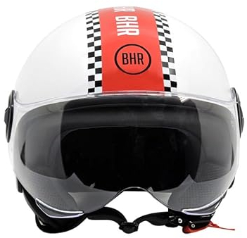 BHR Casco Demi-Jet 835 SPECIAL - Casco Scooter Omologato ECE 22.06 con Visiera a Occhiale Antigraffio - Sgancio Micrometrico e Guanciali Removibili - Red Rush M