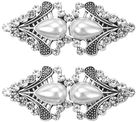 QUARKZMAN 2 Stück Vintage Pullover Clips Cape Umhang Verschluss Retro Cardigan Clips Schal Kragen Verschluss Brosche Clip für Frauen (Silber)