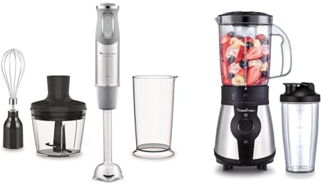 Moulinex QuickChef DD655D Batidora de Mano de 1000 W & Blend&Go LM1B1D - Batidora de vaso de 300 W, batidora smoothie con jarra de plástico de 750