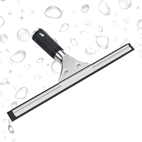 Gowkeey Limpiacristales Ducha Profesional, Escobilla de Goma para Ventana de Acero Inoxidable para Limpiar y Secar Vidrio, Azulejos, Ventanas, Baño, para Eliminar Cualquier Resto de Agua 30 cm