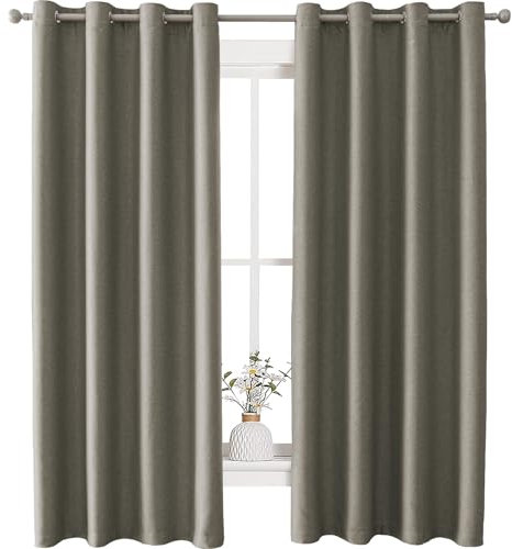 Ystyle Tenda Oscurante Effetto Lino 2 Pezzi, 140x280cm, Tende Moderne Da Interno, Tende Camera Da Letto, Tende Per Interni, Tenda Termica Isolante Freddo E Caldo, Tende Soggiorno, Beige Scuro