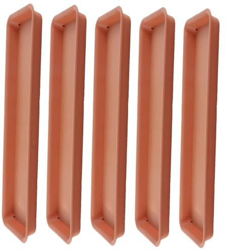 5pcs Plateaux de Plantes pour Pots, Soucoupe Jardinière, Plateaux de Plante en plastique, Soucoupes de Plantes Rectangular Flower Pot Drainage Trays pour intérieur extérieur, 48cmx19cmx2.5cm, Rouge