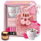 Pink Hot Chocolate Gift Set with Mug, 1.5L Hot Water Bottle, Fluffy Socks, Scented Candle and Cocoa Powder - Xmas Gifts for Women