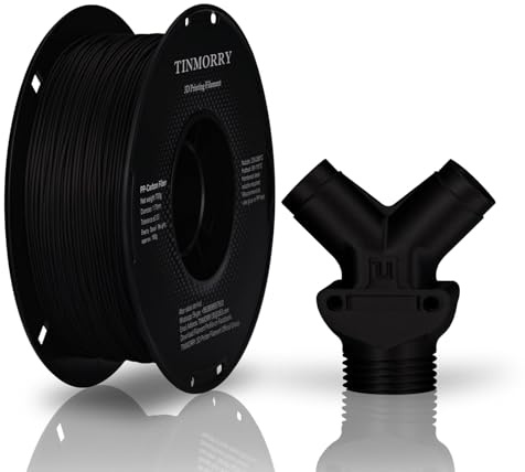Kohlefaser Polypropylen Filament 1.75mm, TINMORRY PP-CF 3D Druck Filament, Kompatibel mit Bambu FDM 3D Drucker, Nettogewicht 700g 1 Spule, Matt Schwarz