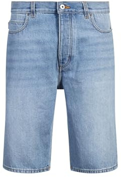 HUGO Mens Skate Shorts Straight-fit Shorts in Blue Stonewashed Denim