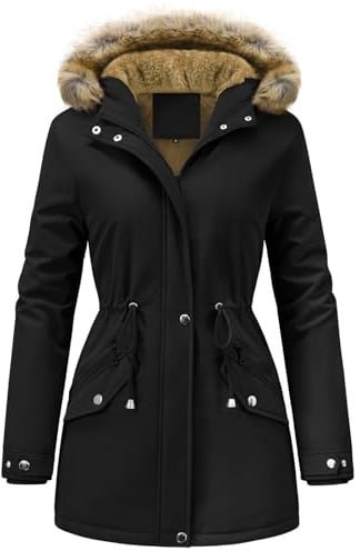 UMIPUBO Cappotto Giubbotto Donna Invernale Parka Giacca Caldo Cappotti Imbottita con Cappuccio Rimovibile Antivento Media Lugghezza Impermeabile Giubbino in pile Outdoor