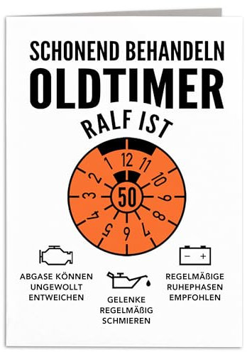 Geburtstagskarte 50. Geburtstag Oldtimer personalisiert lustige Grußkarte Karte Geburtstag Klappkarte Faltkarte mit Umschlag 10,5 x 14,8 cm