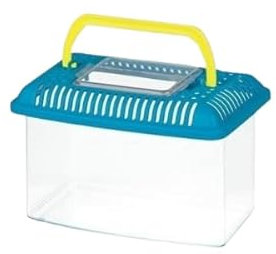 Pet's Market Contenitore Plastica Piccoli Animali Acquario Vasca Pesci Terrario Tartarughe Insetti Fessure di Ventilazione con Coperchio Maniglia Colori Assortiti (PICCOLO 2,5LT 22X14X15H CM)