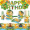 80PCS Yellow Lion Theme Party Tableware Set, Animal Birthday Party Decoration SetLions Paper Cups Plates Napkins Drinking Straws Banner Tablecloth Balloons For Children's Birthday Party