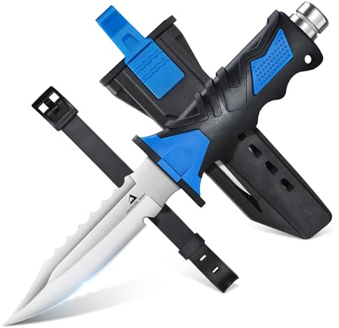 DRAGON RIOT Scuba Diving Knife with Leg Straps & Sheath - Stainless Steel Blade Dive Knife Lightweight, Sharp Divers Knife for Diving