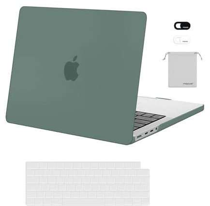 MOSISO Funda Compatible con MacBook Pro 14 2024 2023-2021 M3 A2918 A2992 M2 A2779 M1 A2442 Pro MAX Touch ID, Carcasa Plástico&Teclado Protector&Cubierta Webcam&Almacenaje Bolsa,Verde Esmeralda
