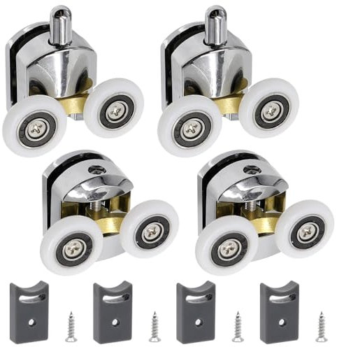 GYSRXS 23MM Rotelle Box Doccia Universali Set di 4 Rulli per Porta Doccia Scorrevole Rotelle per Doccia per Vetro 4-6 MM(2 Rulli Superiori +2 Rulli Inferiori)