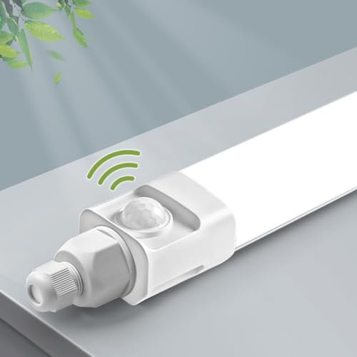 LED Feuchtraumleuchte 150cm mit Bewegungsmelder,Buling 45W 4500LM 4000K LED Deckenleuchte Sensor Röhre,Linkable Led Kellerleuchte,Wasserfest IP65 LED Wannenleuchte für Garage Balkon Keller Flur Treppe