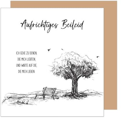 Edition Seidel Premium quadratische Trauerkarte mit Umschlag. Beileidskarte Karte mit Spruch In stiller Trauer Mitgefühl stille Anteilnahme Abschied herzliches Beileid (TQ132 SW025)