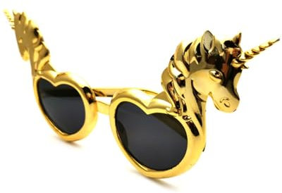 HZAOPZE 1 pcs Kreativer Einhorn-Herzbrille Dumme Lustige Party Lustige Neuheit Sonnenbrille für Party- Selfie- Requisiten, Gold