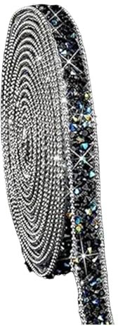 SHINROAD Strassbänder Rollen DIY 2 Rollen 1 cm breit 1 Yard Länge Selbstklebende dekorative Streifen für Handwerkskleidungsschuhe Kuchen Funkelnde Bling Border Tape Schwarz 1cm
