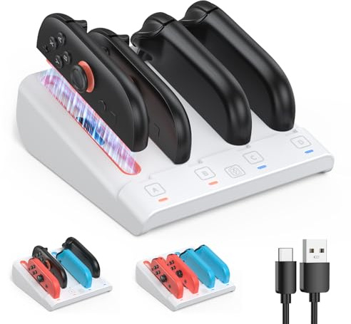 [𝐒𝐰𝐢𝐭𝐜𝐡 𝟏/𝟐 𝐆𝐞𝐞𝐢𝐠𝐧𝐞𝐭] Kinwin Ladestation für Nintendo Switch 2/1/OLED für Joycon, magnetische Controller ladestation mit Ladeanzeige, ladegerät Zubehör für Switch 2 Konsole