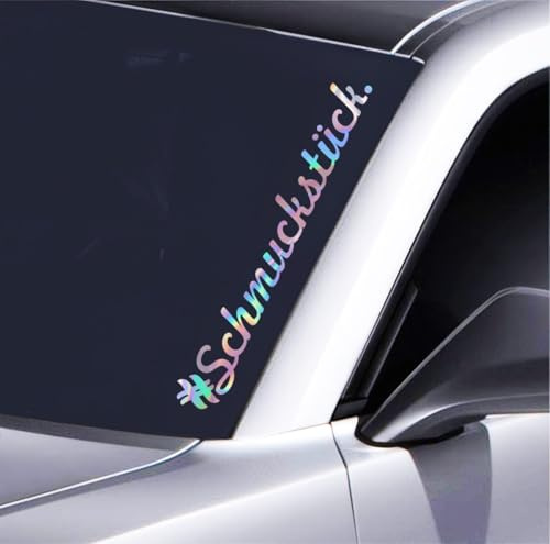 Auto Aufkleber Schmuckstück wetterfest UV beständig rückstandsfrei entfernbar konturgeschnitten für Auto Fenster Laptop 55 cm breit in Weiß Schwarz oder Hologram Premiumfolie, Hologramm