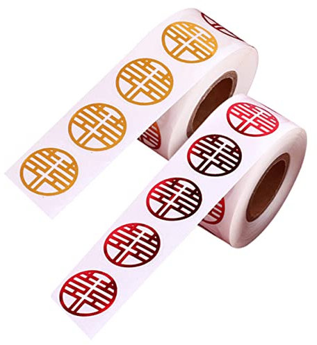 DOITOOL 2rouleaux Autocollants pour Mariage Chinois Xi Stickers Cadeaux Étiquettes Autocollantes de Fermeture pour Sceller Cadeaux de Mariage