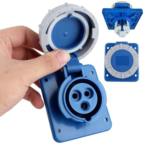 BigKing 1 prise électrique marine de 16 ampères, prise avec joint en caoutchouc, IP67, 16A, 220-250V, convient pour bateaux industriels, bateau, yacht, camping-car, etc