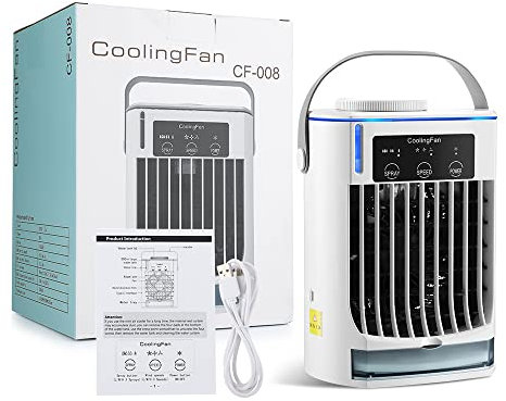 Climatiseur Caravane 3 Vitesses réglables Clim Portative, Faible Bruit Air Conditioner Portable Utilisé pour Camping Car, Voiture, Bureau, Chambre, ExtéRieur