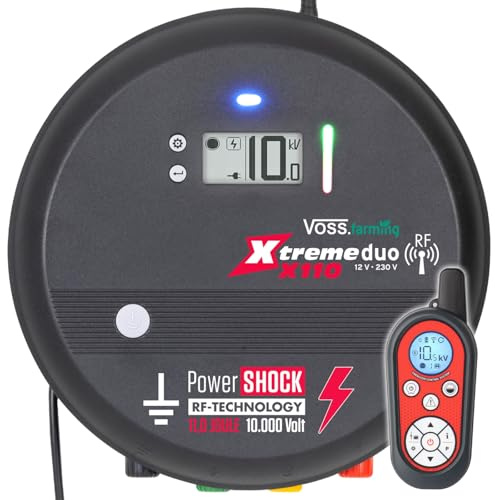 VOSS.farming Weidezaungerät Xtreme Duo X110 RF, 12V/230V, 11J, für Profis, sehr stark, mit Fernbedienung
