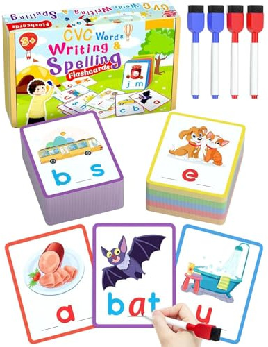 Rechtschreibspiel, Lernspiele für Rechtschreibung – Schreibwerkzeug und Flash-Karten zum Lesen von 3 bis 6 Jahren, Kindergarten, Schule