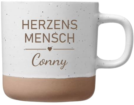 Herzensmensch Tasse personalisierte Tasse mit Namen | Kleine Aufmerksamkeit Freundin Geschenk | Lieblingsmensch Tasse graviert aus Steingut | Kaffeetasse 360 ml (HERZENSMENSCH)