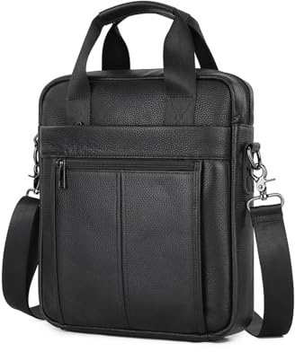 FANDARE Retro Herren Umhängetasche Schultertasche Business Umhänger Leder Klein Aktentasche Wasserdicht Messengertasche Crossbody Bag Umhänge Aktenkoffer für College Büro Arbeit Frauen Männer