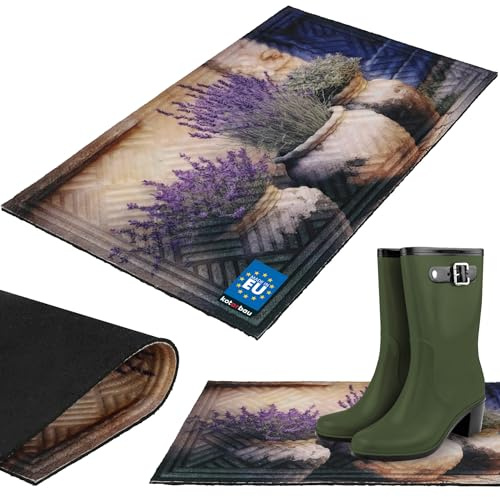 KOTARBAU® Schmutzfangmatte Innen - Fußmatte – 45 x 75 cm – Rechteckige Eingangstürmatte – rutschfest – Türvorleger – Dekorativ mit Aufdruck – Lavendel