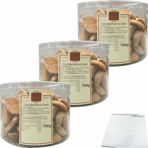 usy Bundle für Esser Vanillehörnchen feines Mürbegebäck 3er Pack (3x700g Runddose) + usy Block
