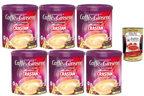 Italian Gourmet Bundle 6x 200g Caffè & Ginseng Instant Getränkepulver zum Süßen, cremig & aromatisch, italienischer Kaffeegenuss, Vorratspack Vorteilspaket + Italian Gourmet Polpa