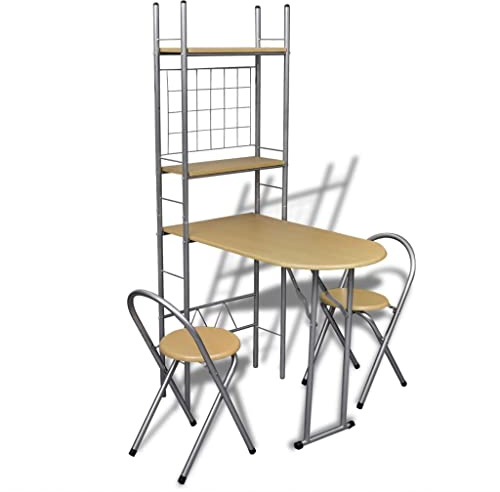 Owoxanthellate Küchentisch mit Stühlen klappbar Essgruppe 56 x 90 x 165 cm Stahlrahmen MDF Modernes Design platzsparend für kleine Küche Balkon und Esszimmer