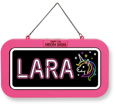 LED Leuchtschild Neonschild mit Namen, Leuchtende Wanddekoration mit Batterie, 18,7x10,3x1,6cm - Lara