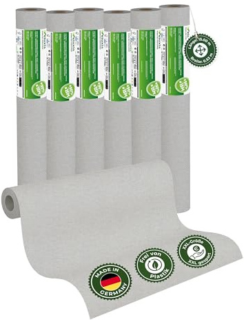 Veluxis Vliestapete 6er-Set UNI einfarbig Nebelgrau – 15,00 m × 0,53 m | matt, waschbeständig, stoßfest, Made in Germany