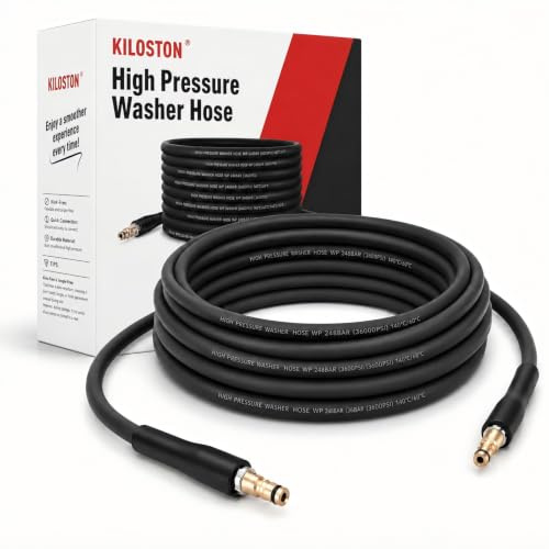 KiloSton 10M Super Flexible Rubber Hose, Kink-Resistant | 248 Bar / 3600 PSI, 2026 Upgraded Replacement Hose, Compatible with Karcher K2 K3 K4 K5 K6 K7 Series, All-Weather, Black