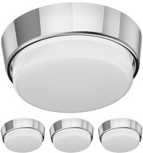 ledscom.de 4 Stück GX53 Lampen-Fassung INEL chrom glänzend rund 90mm Ø inkl. LED Lampe 4,05W 372lm warm-weiß