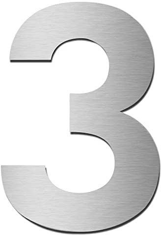 MOCAVI HS10 Hausnummer Edelstahl V4A selbstklebend Höhe 5,5-7,5 cm Edelstahl-Haustürnummer modern, Hausnummer:3