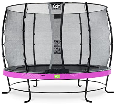 EXIT Toys Elegant Rundes Trampolin - ø305cm - Extra starker und Stabiler Rahmen - Mit Economy Sicherheitsnetz & Fußschutzsystem - Rostfrei - Wasserbeständig - Einfache Montage - Lila