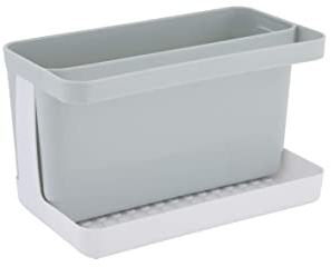 axentia 130669 Caddy Ordnungshelfer Spüle Spülbecken-Organizer für die Küche, Kunststoff, grau/weiß, ca. 20 x 12 x 11 cm
