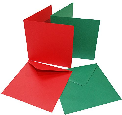 Craft UK Weihnachtskarten mit Umschlägen, 15,2 x 15,2 cm, Rot/Grün, 40 Stück